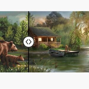 Rustic Cabin and Bear Family Art Print
